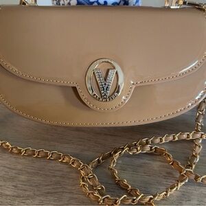 Valentino Garavani Beige Crossbody Bag with Gold Chain